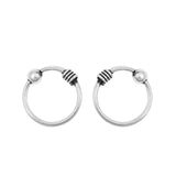 Round Bali Hoop Nose Stud Ring 925 Sterling Silver-8mm