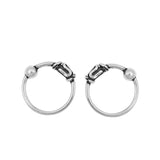 Silver Hoop Nose Stud Ring Bali Round 925 Sterling Silver