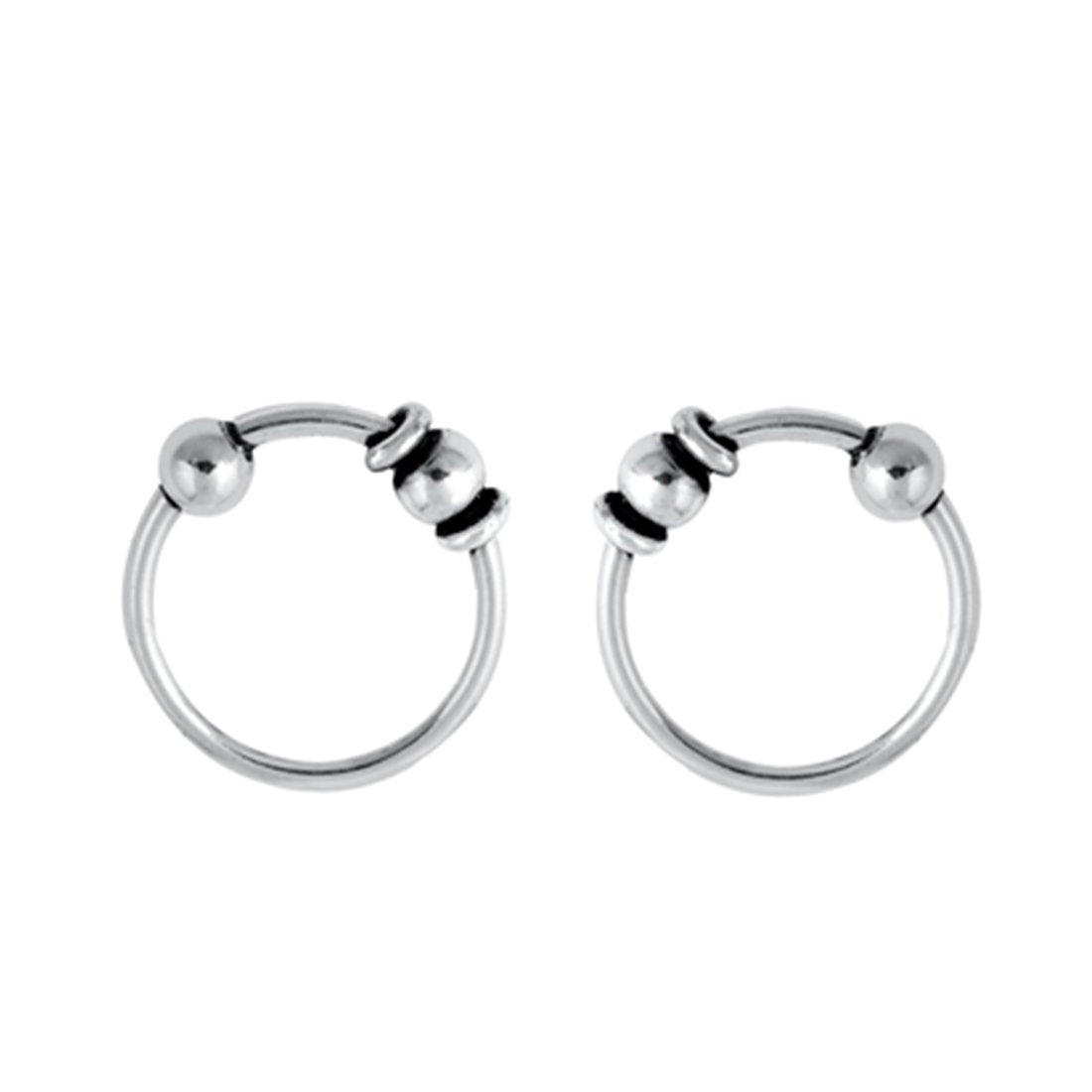 Sterling Silver Hoop Nose Stud Ring Bali Round 925 Sterling Silver