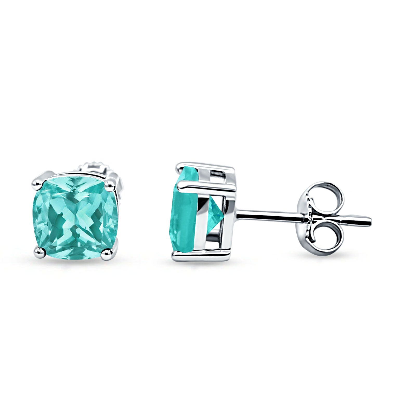 Solitaire Push Back Stud Earring Paraiba Tourmaline CZ 925 Sterling Silver Wholesale
