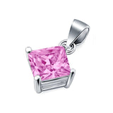 Solitaire Pendant for Necklace Simulated Pink Cubic Zirconia 925 Sterling Silver
