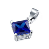 Solitaire Simulated Blue Sapphire CZ Pendant for Necklace 925 Sterling Silver