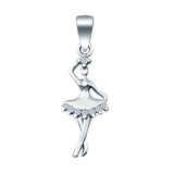 Silver Ballerina Charm Pendant Simulated Cubic Zirconia 925 Sterling Silver (18mm)