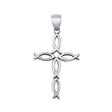 Christian Fish Cross Pendant Charm 925 Sterling Silver