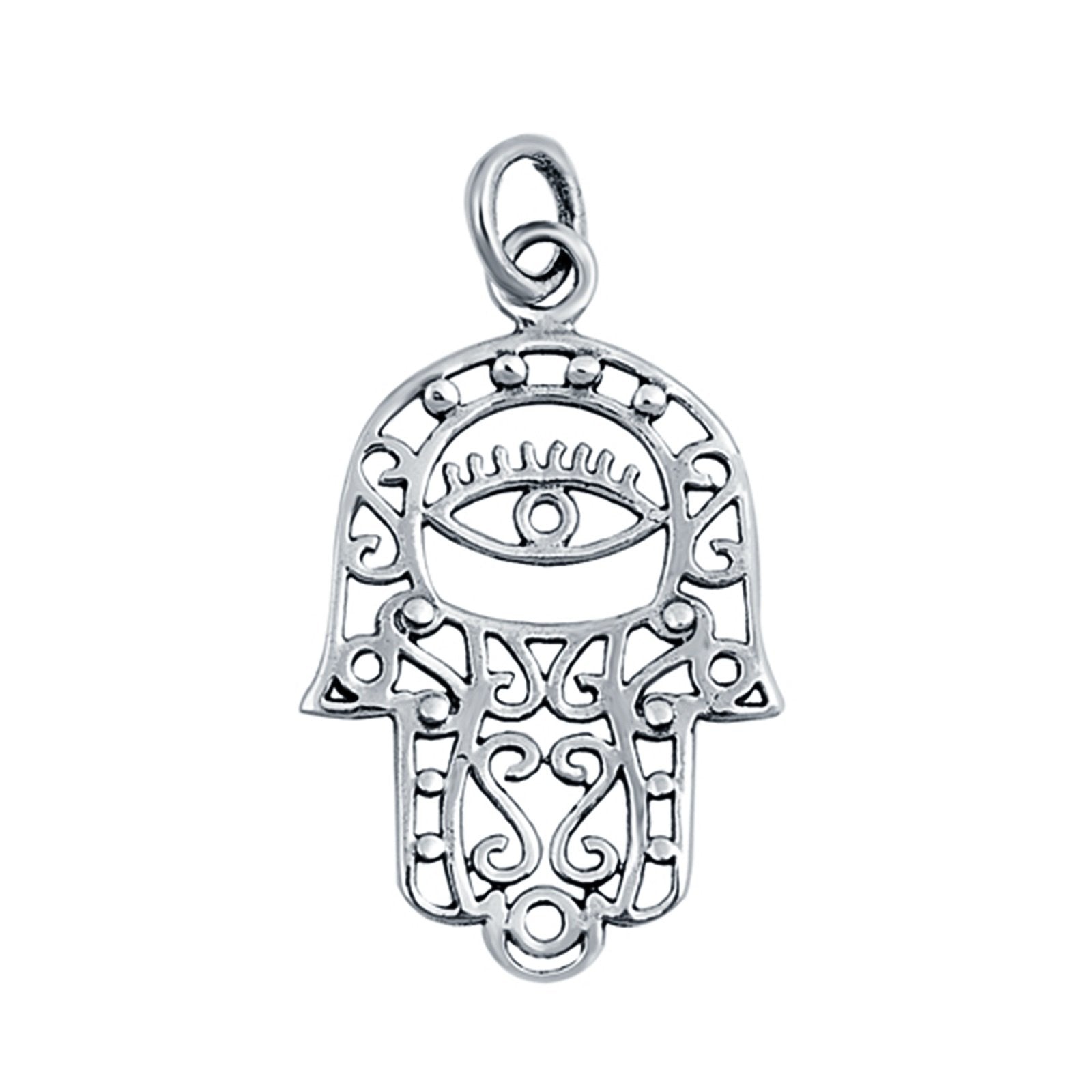 Hamsa All Seeing Eye Pendant Charm 925 Sterling Silver