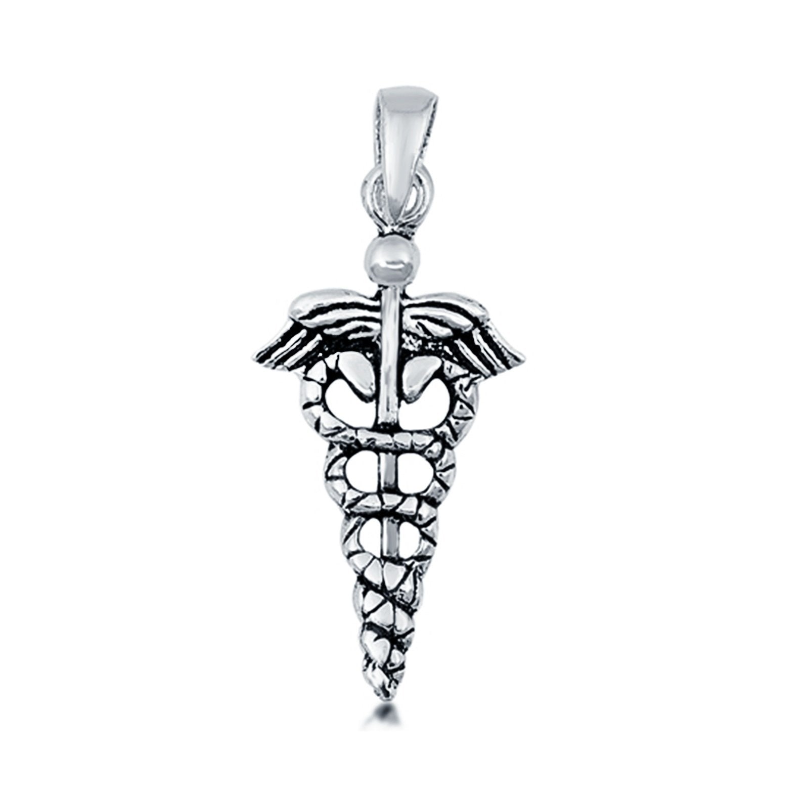 Caduceus Pendant Charm 925 Sterling Silver