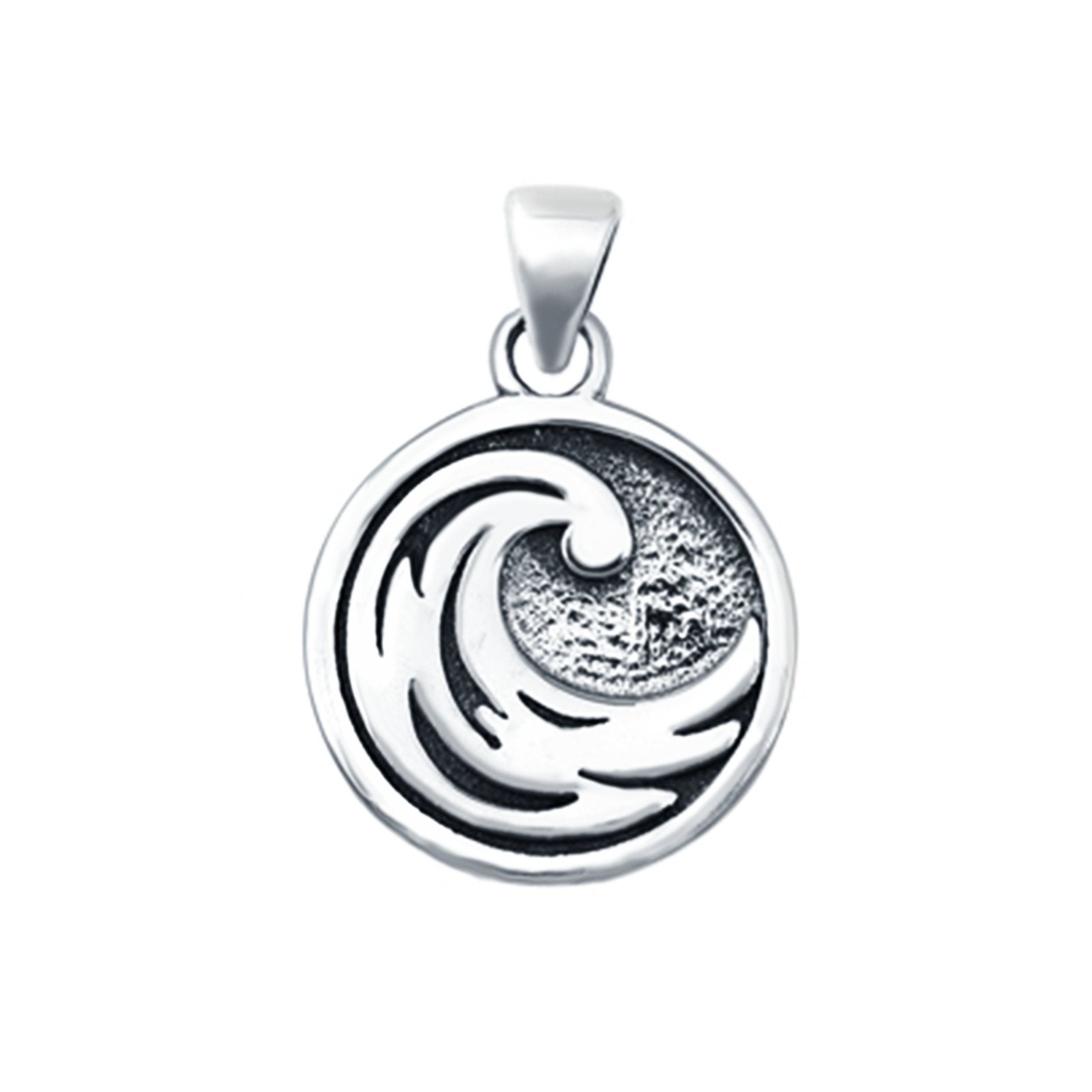 Round Wave Plain Pendants 925 Sterling Silver