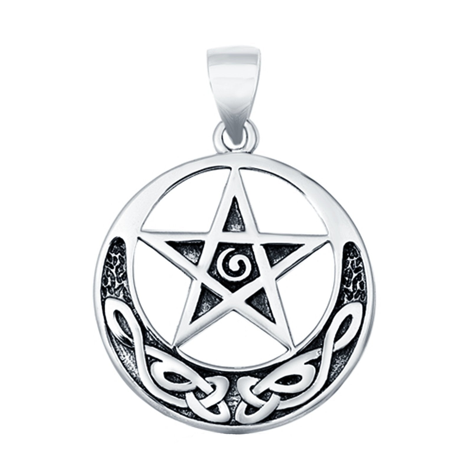 Celtic Moon and Star Pendant Charm 925 Sterling Silver