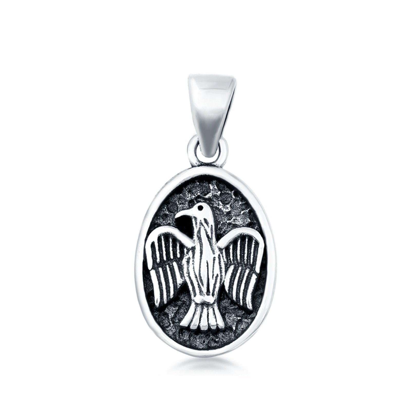 Eagle Pendant Charm Round 925 Sterling Silver