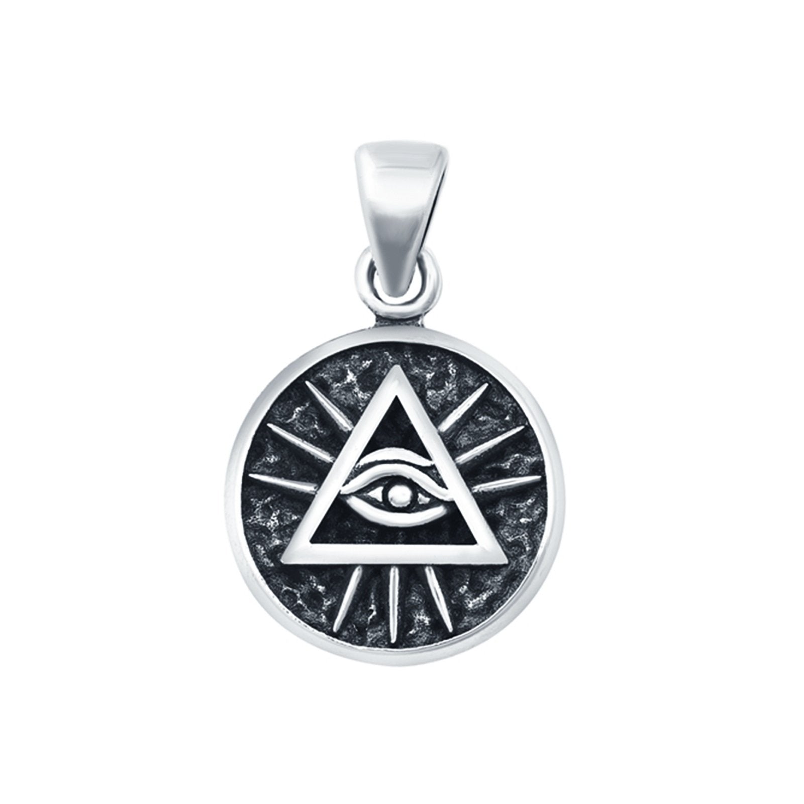 Eye of Providence Charm Pendant Round 925 Sterling Silver