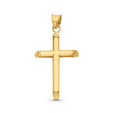 Solid Plain Yellow Tone, Cross Charm Pendant 925 Sterling Silver (21mm)