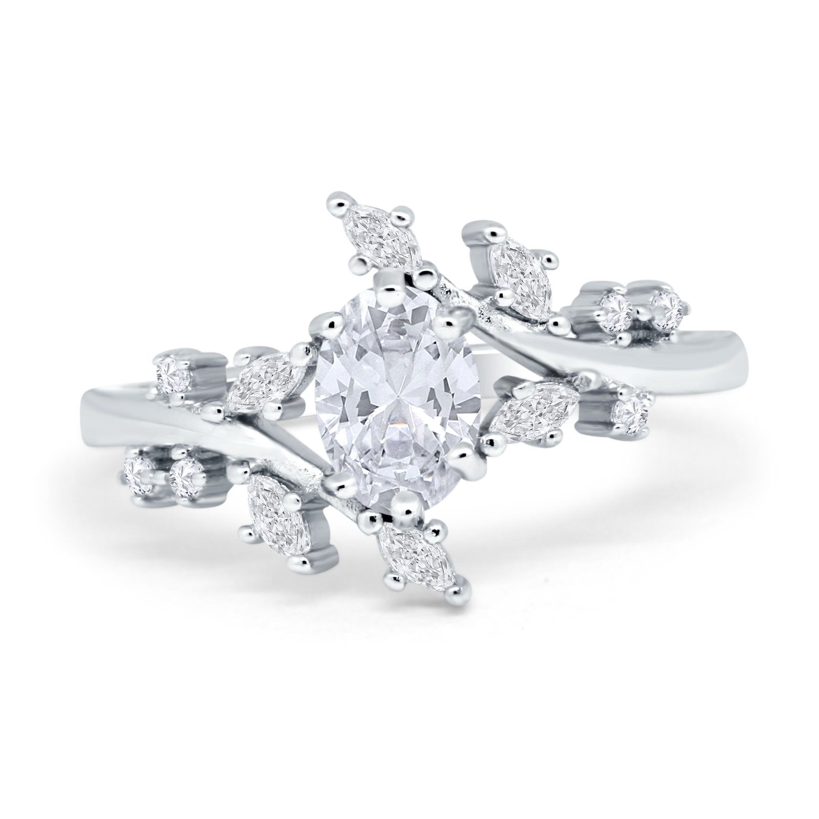 Oval Marquise Simulated Cubic Zirconia Ring 925 Sterling Silver