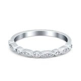 Half Eternity Wedding Band Ring Round Simulated Cubic Zirconia 925 Sterling Silver