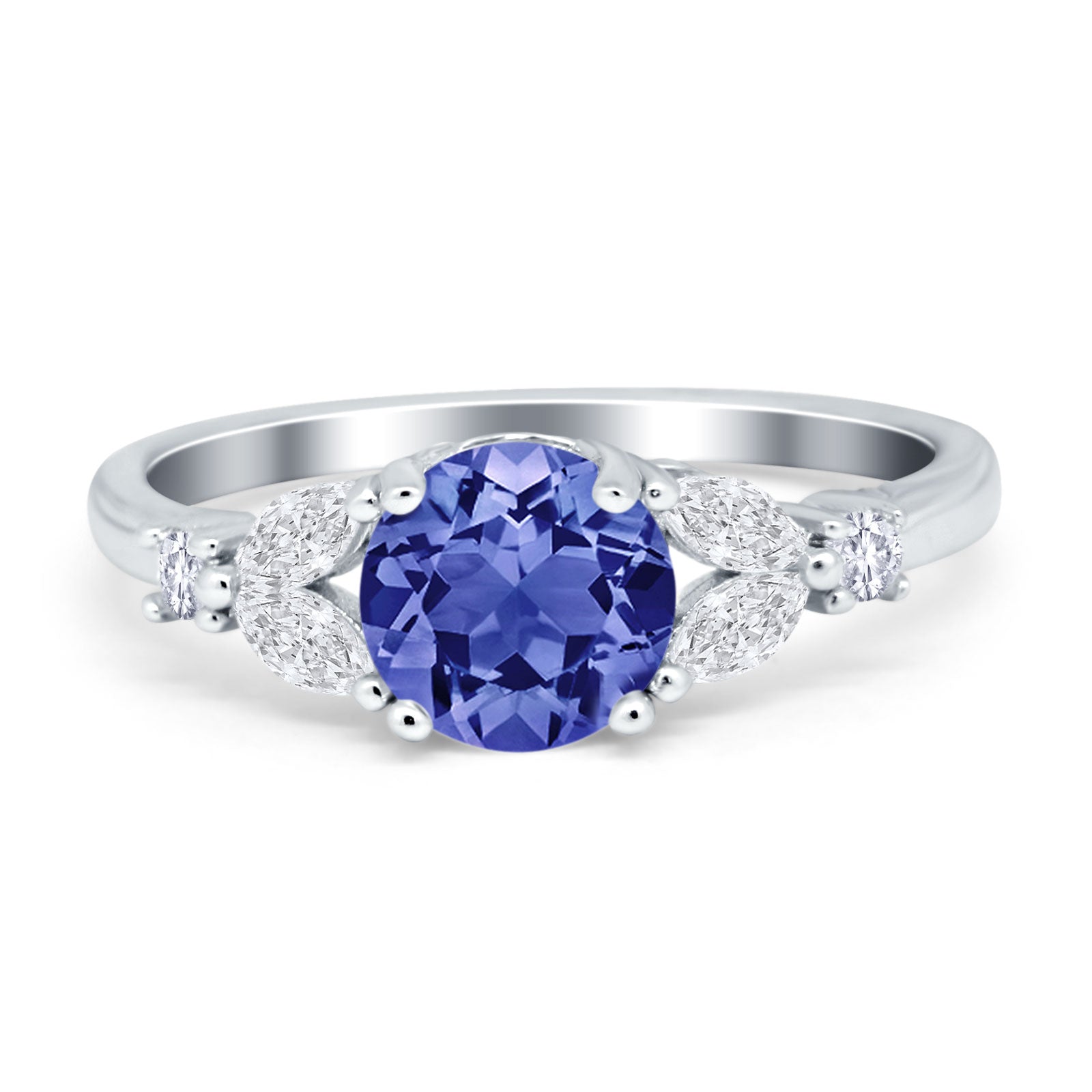 Art Deco Engagement Ring Round Tanzanite CZ 925 Sterling Silver Wholesale
