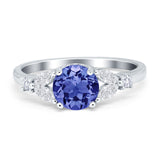 Art Deco Engagement Ring Round Tanzanite CZ 925 Sterling Silver Wholesale