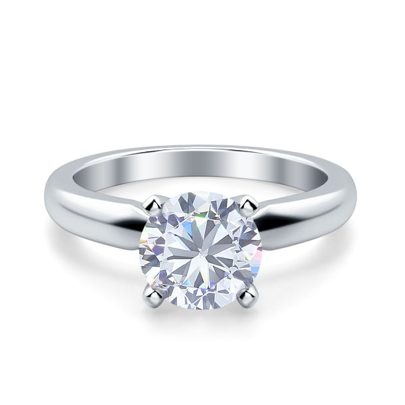 Cathedral Solitaire Wedding Ring Simulated Cubic Zirconia 925 Sterling Silver Center Stone-(7mm)