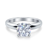 Cathedral Solitaire Wedding Ring Simulated Cubic Zirconia 925 Sterling Silver Center Stone-(7mm)