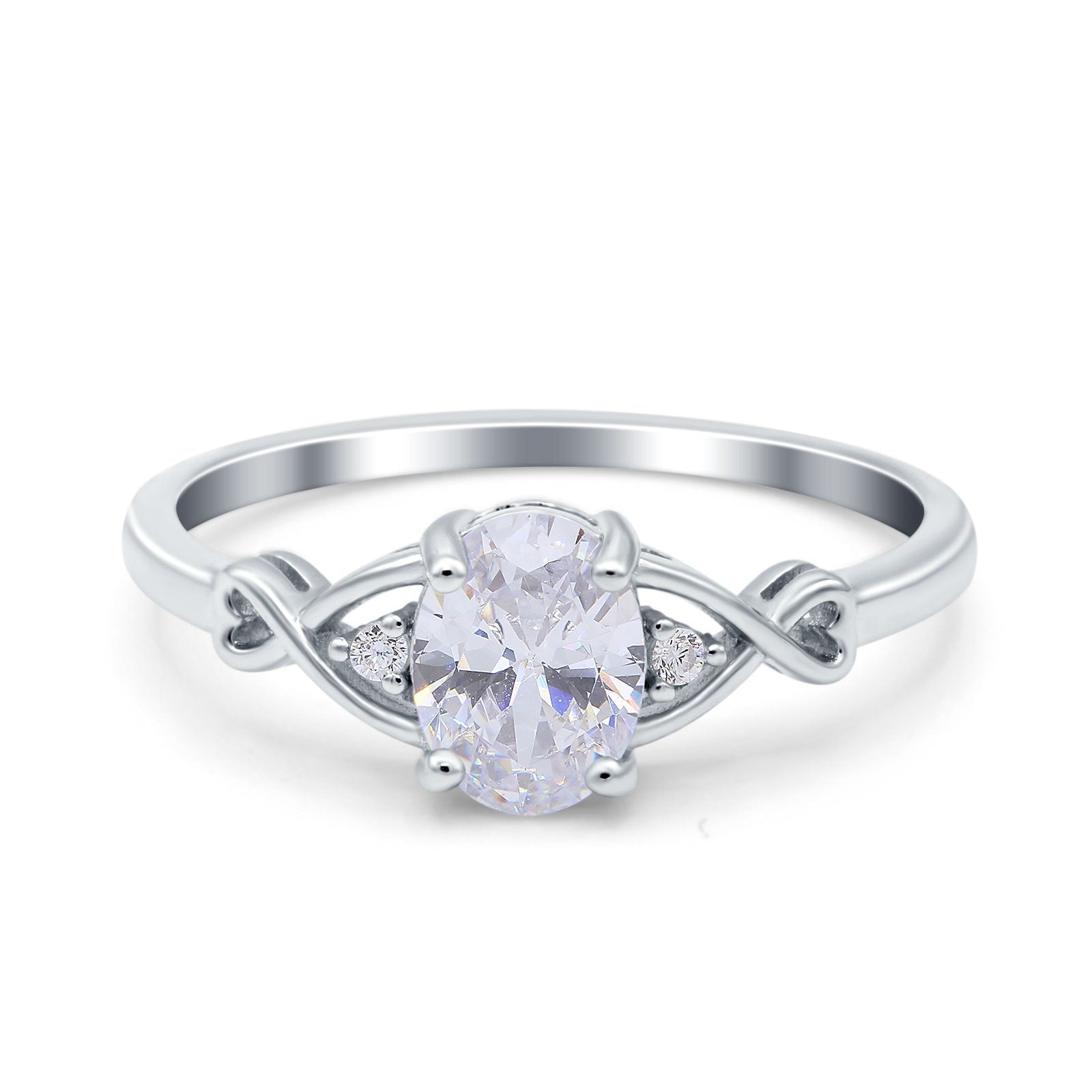 Oval Filigree Infinity Engagement Ring Simulated Cubic Zirconia 925 Sterling Silver
