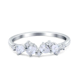 Pear Oval Art Deco Half Eternity Wedding Band Ring Simulated Cubic Zirconia 925 Sterling Silver