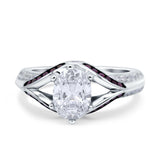 Split Shank Halo Oval Wedding Ring Amethyst Simulated Cubic Zirconia 925 Sterling Silver