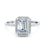 Emerald Cut Art Deco Wedding Ring Simulated Cubic Zirconia 925 Sterling Silver