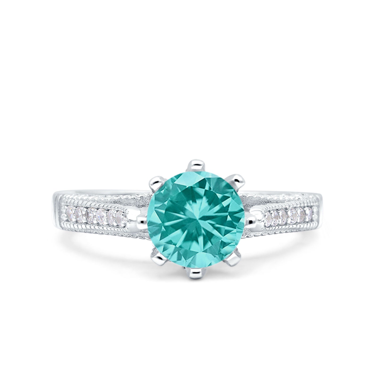 Art Deco Engagement Ring Paraiba Tourmaline CZ 925 Sterling Silver Wholesale