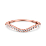 Contour Curved Half Eternity Band Ring Round Rose Tone, Simulated Cubic Zirconia 925 Sterling Silver (4mm)