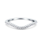 Contour Curved Half Eternity Band Ring Round Simulated Cubic Zirconia 925 Sterling Silver (4mm)