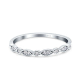 Half Eternity Ring Wedding Round Simulated Cubic Zirconia 925 Sterling Silver (2mm)