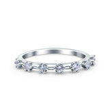 Half Eternity Ring Wedding Engagement Band Round Pave Simulated CZ 925 Sterling Silver (3mm)