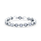 Full Eternity Stackable Ring Wedding Band Round Simulated CZ 925 Sterling Silver (3mm)