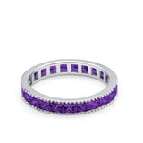 Full Eternity Wedding Band Ring Simulated Amethyst CZ 925 Sterling Silver