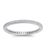 Stackable Full Eternity Wedding Band Rings Simulated CZ 925 Sterling Silver