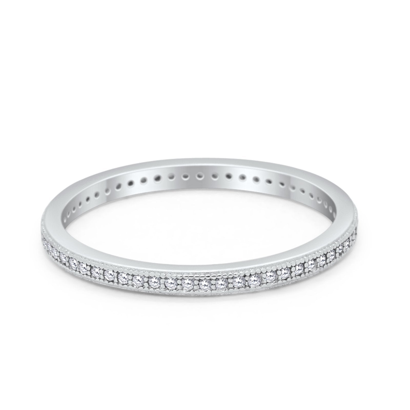 Full Eternity Stackable Band Rings Simulated CZ 925 Sterling Silver