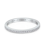 Full Eternity Stackable Band Rings Simulated CZ 925 Sterling Silver