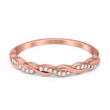 Half Eternity Infinity Twisted Band Rings Rose Tone, Simulated CZ 925 Sterling Silver