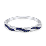 Half Eternity Infinity Twisted Band Rings Simulated Blue Sapphire CZ 925 Sterling Silver