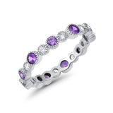 Full Eternity Wedding Ring Simulated Amethyst CZ 925 Sterling Silver