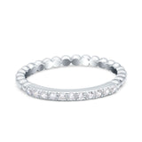 Half Eternity Wedding Band Ring Round Simulated Cubic Zirconia 925 Sterling Silver