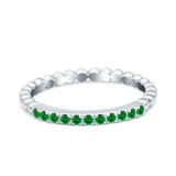 Half Eternity Wedding Band Ring Round Simulated Green Emerald CZ 925 Sterling Silver