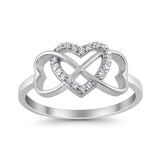 Infinity Heart Promise Eternity Ring Simulated CZ 925 Sterling Silver