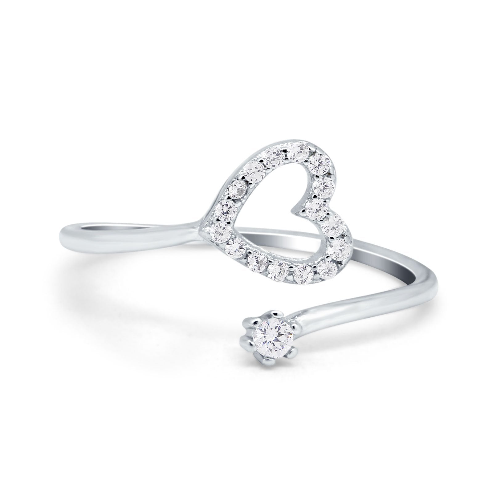 Round Heart Promise Eternity Ring Simulated CZ 925 Sterling Silver