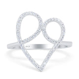 Swirl Heart Promise Ring Simulated Cubic Zirconia 925 Sterling Silver (18mm)