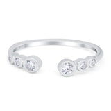 Half Eternity Ring Band Bezel Round Simulated Cubic Zirconia 925 Sterling Silver (4mm)