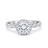 Art Deco Design Engagement Ring Simulated Cubic Zirconia 925 Sterling Silver