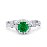 Art Deco Design Engagement Ring Simulated Green Emerald CZ 925 Sterling Silver