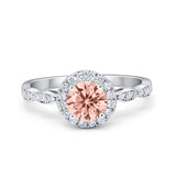 Art Deco Design Engagement Ring Simulated Morganite CZ 925 Sterling Silver