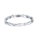 Eternity Ring Wedding Band Round Simulated Cubic Zirconia 925 Sterling Silver (1.8mm)