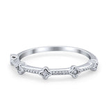 Art Deco Wedding Band Ring Round Cubic Zirconia 925 Sterling Silver