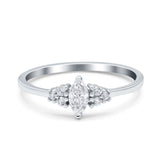 Marquise Art Deco Engagement Ring 3 Stone Simulated Cubic Zirconia 925 Sterling Silver